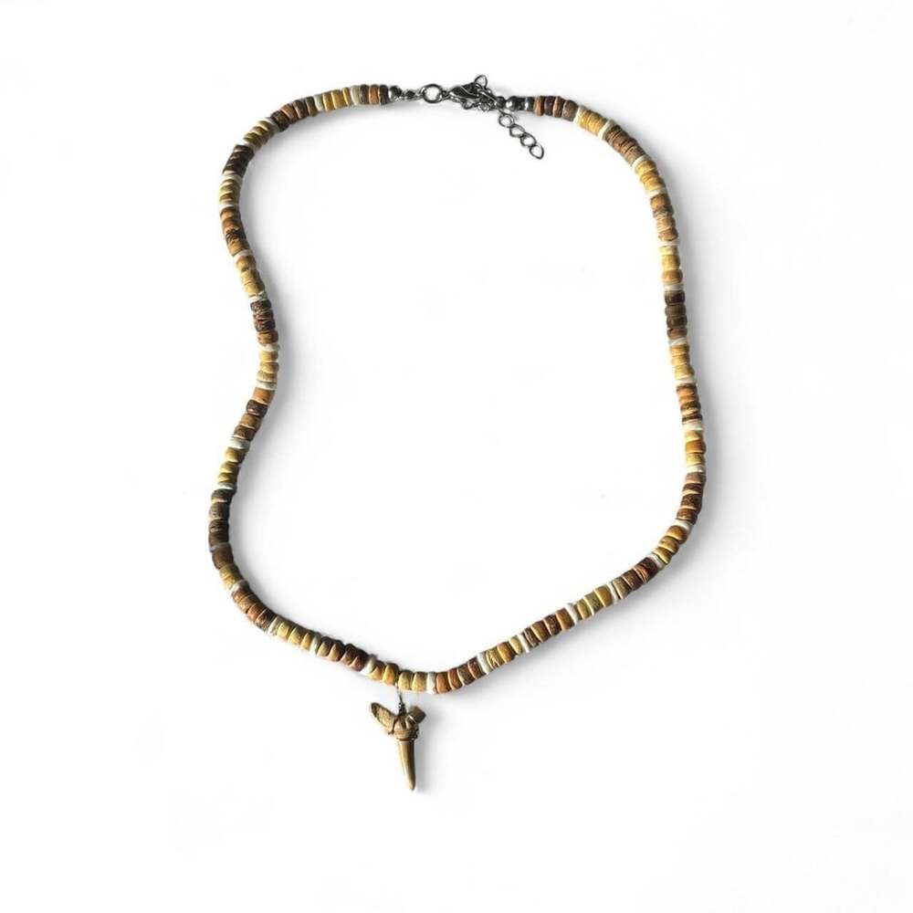 Unbranded Surfer Boho Beaded Shark Tooth Necklace